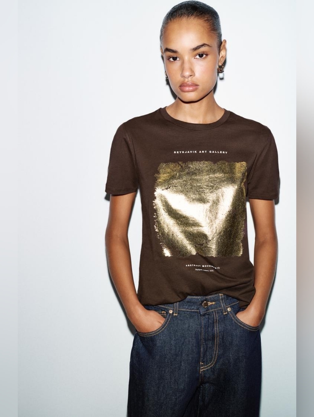 METALLIC PRINT T-SHIRT SIZE M